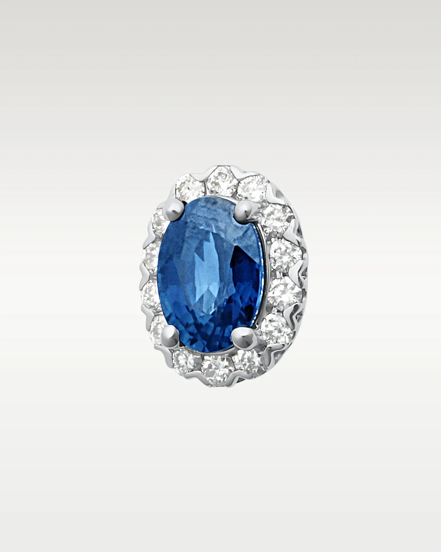 1.95ct Sapphire & 0.41ct Diamond Halo Stud Earrings in 14K White Gold - Image 3