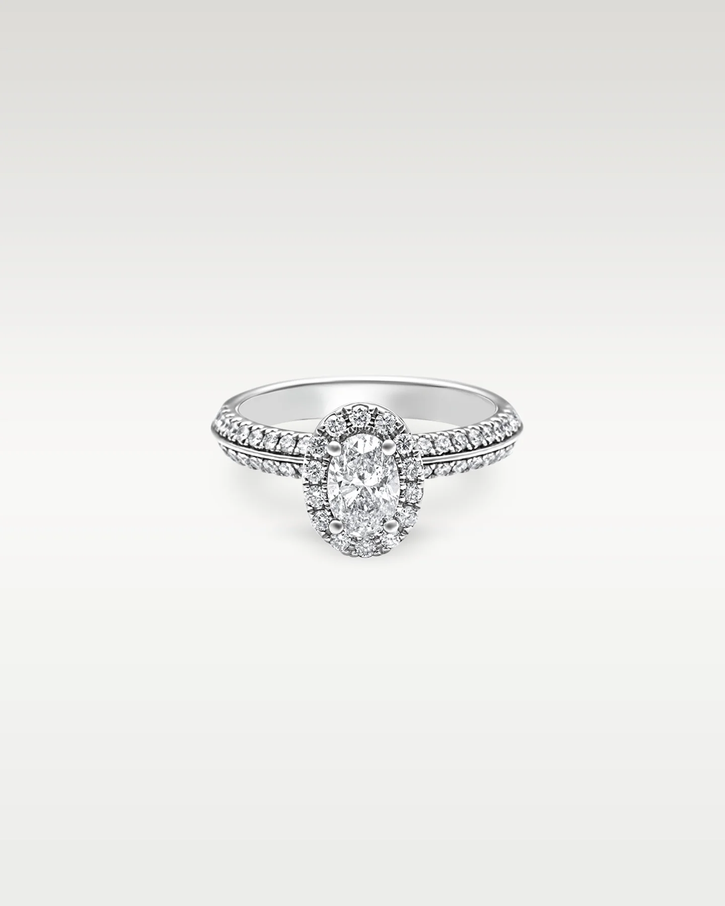 10k White Gold Oval Diamond Engagement Ring - Image 3