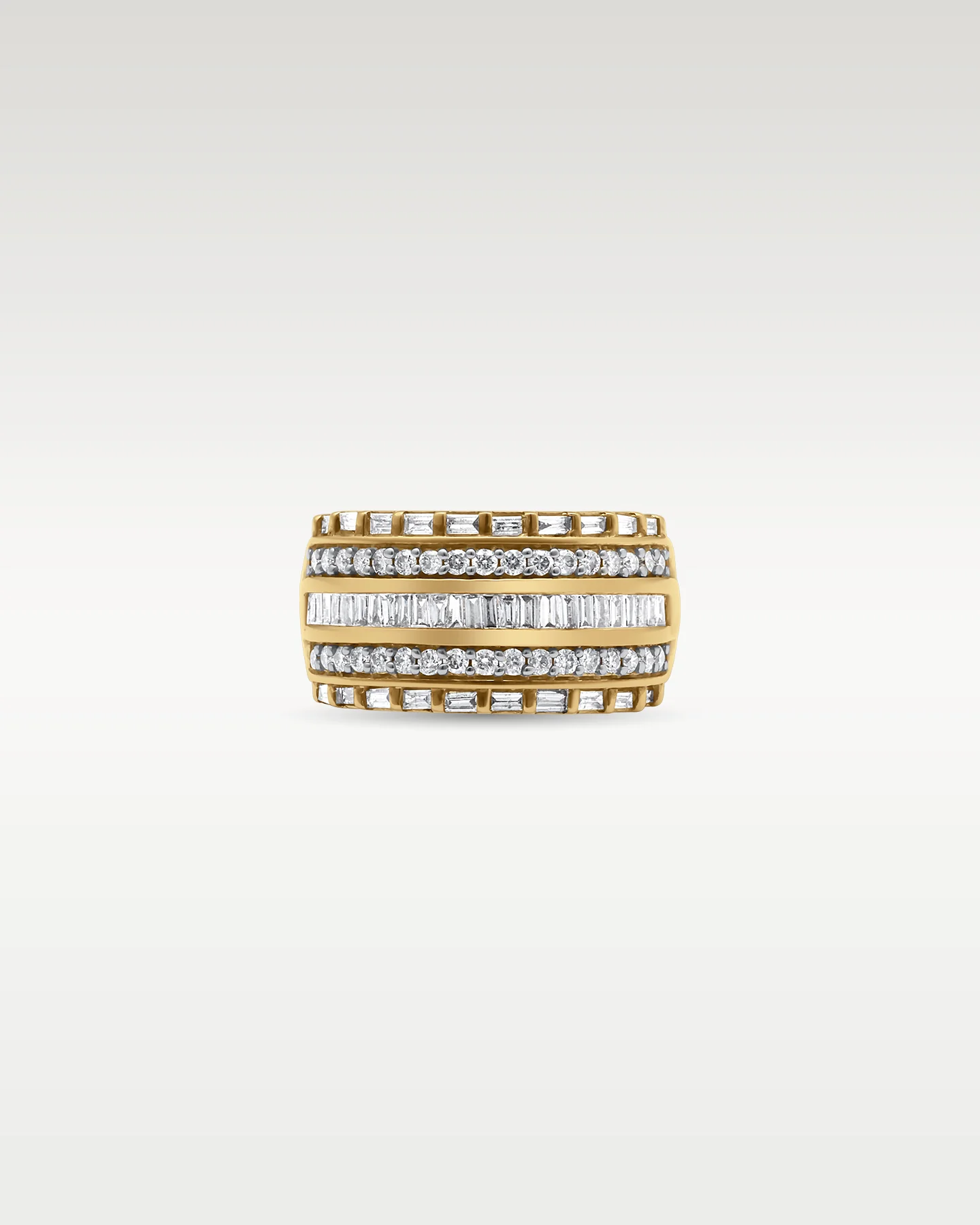 10k Yellow Gold Five Row Diamond Ring - Image 3