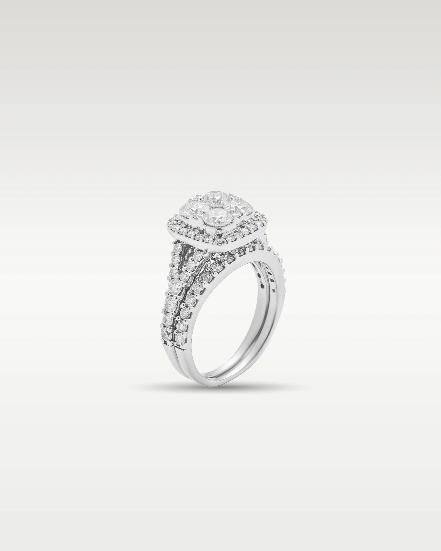 14k White Gold Diamond Cluster Engagement Ring - Image 2