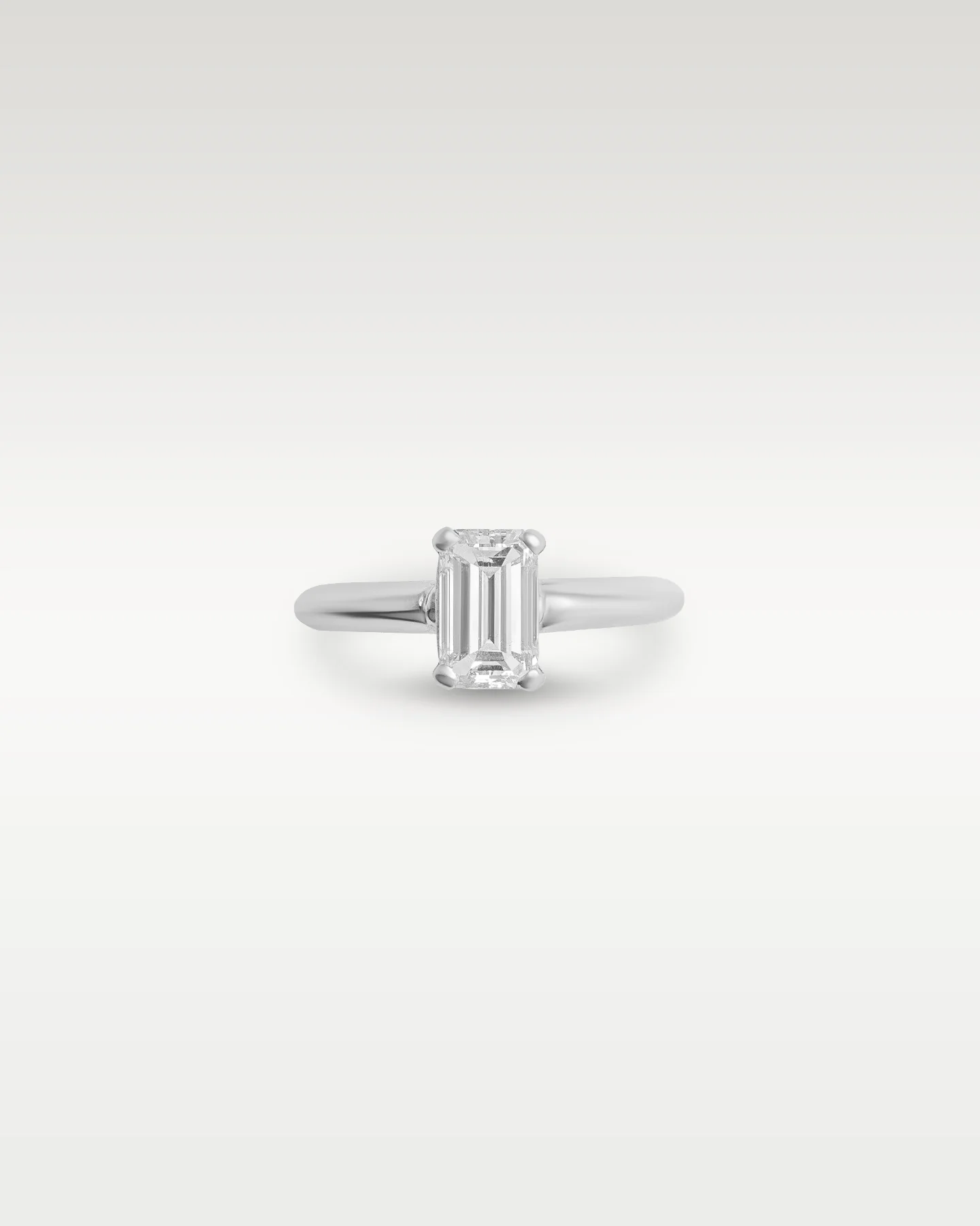 14k White Gold Emerald Diamond Engagement Ring - Image 3
