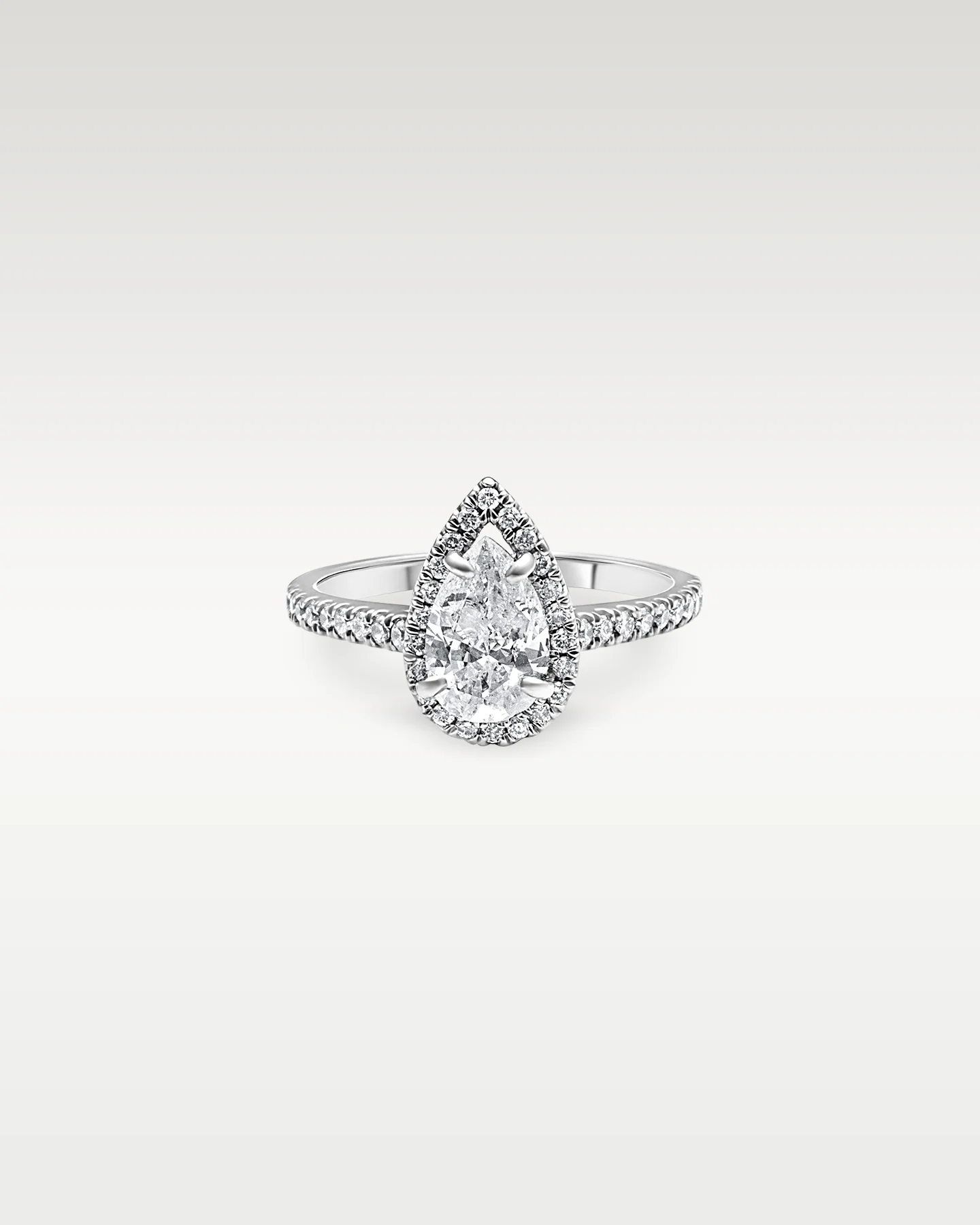 14k White Gold Pear Diamond Engagement Ring - Image 3