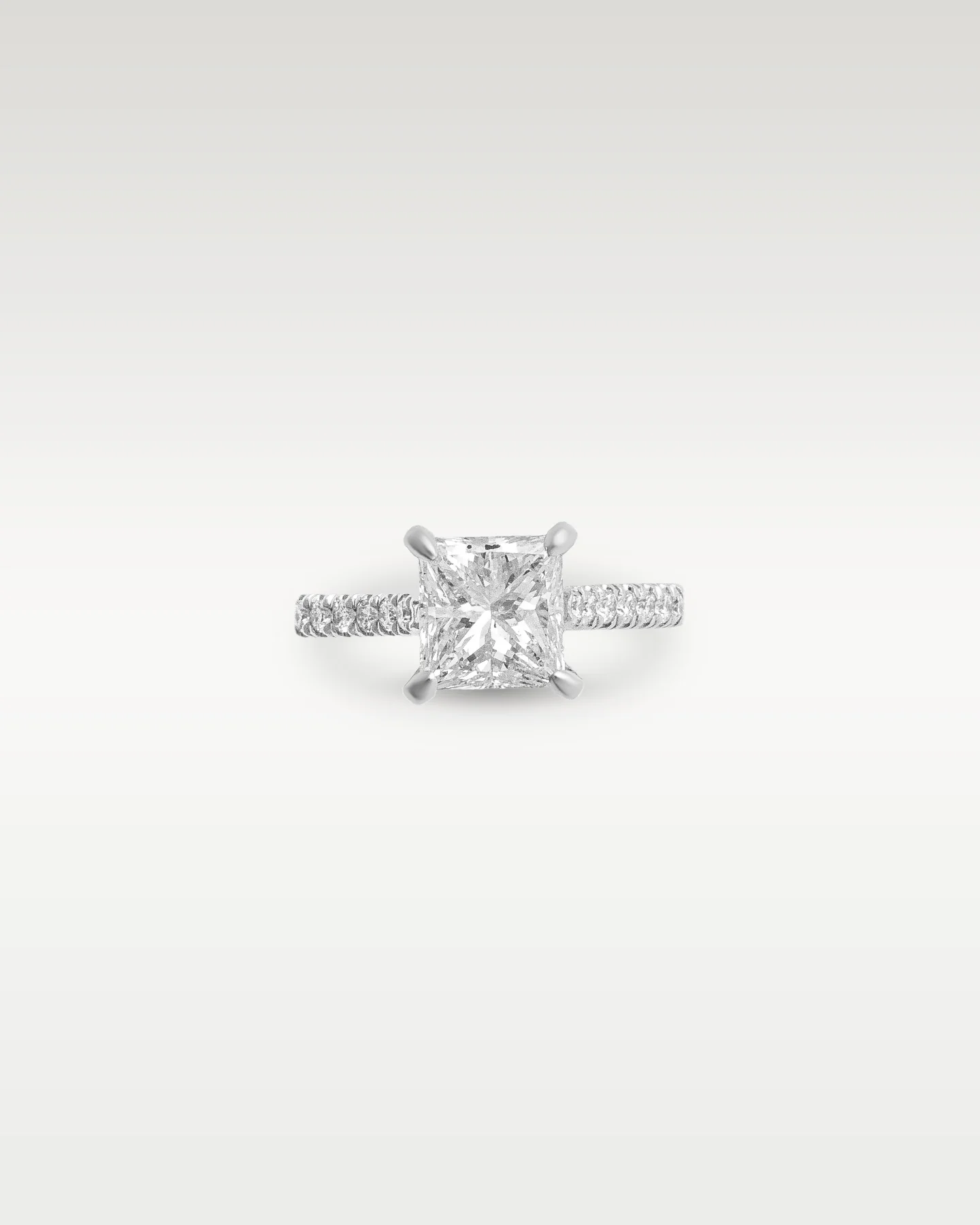 14k White Gold Princess Cut Diamond Engagement Ring - Image 3