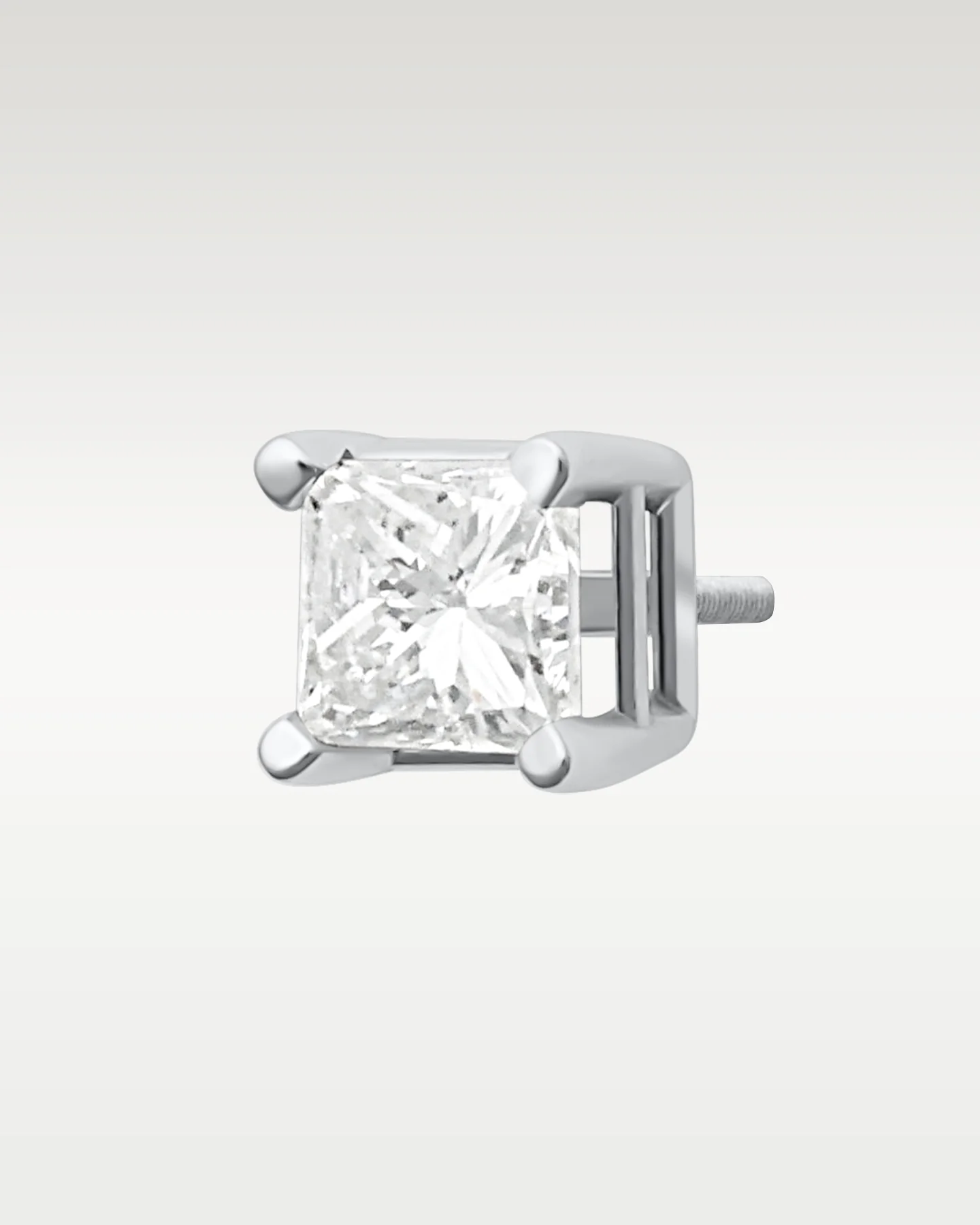 14K White Gold Princess Cut Diamond Studs - Image 3