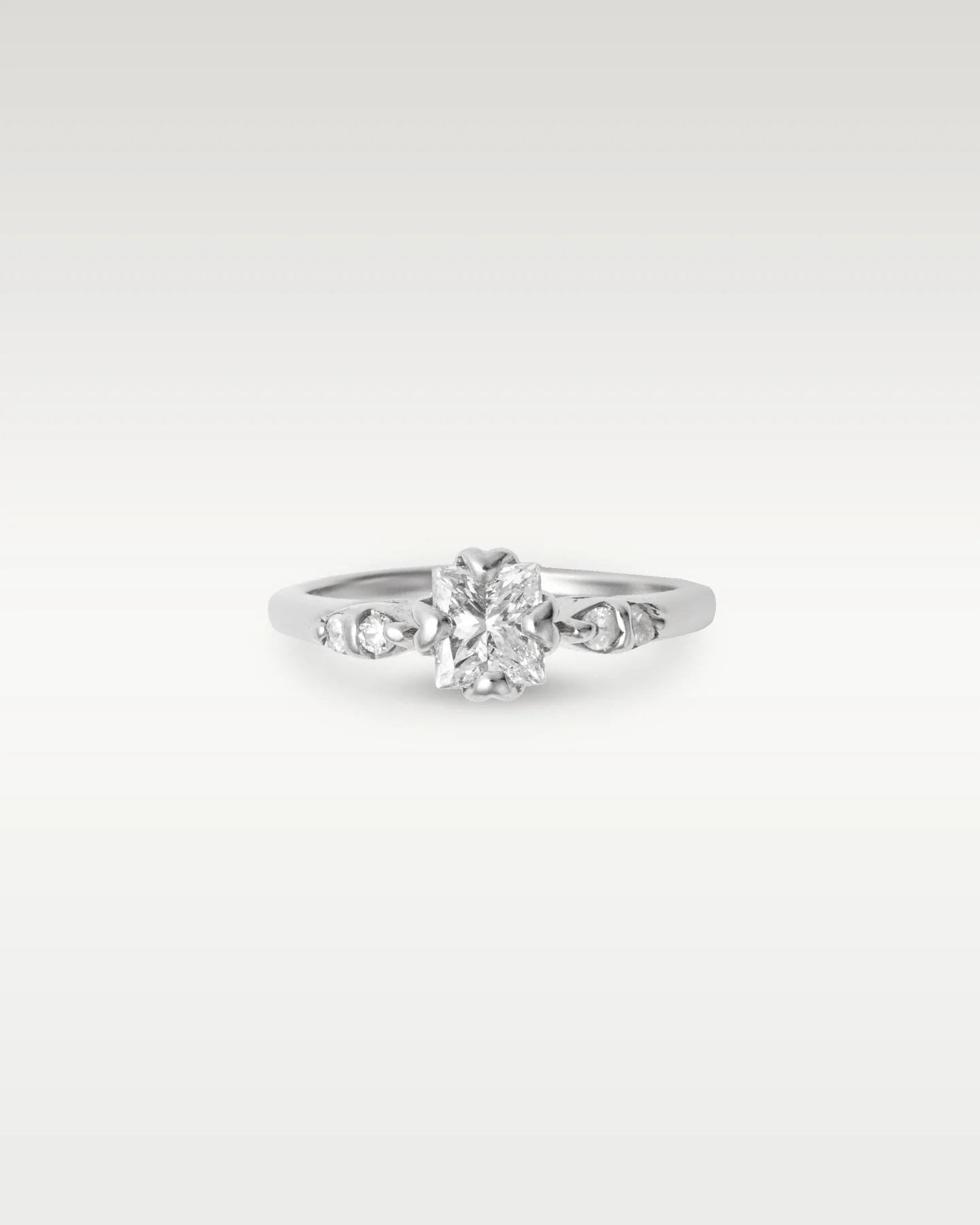 14k White Gold Radiant Cut Diamond Engagement Ring - Image 3
