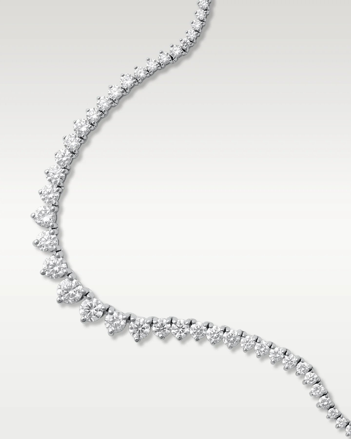 14k White Gold Riviera Diamond Necklace - Image 2