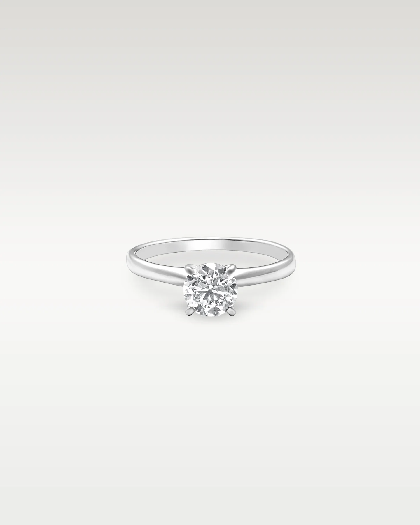 14k White Gold Round Diamond Solitaire Engagement Ring - Image 3