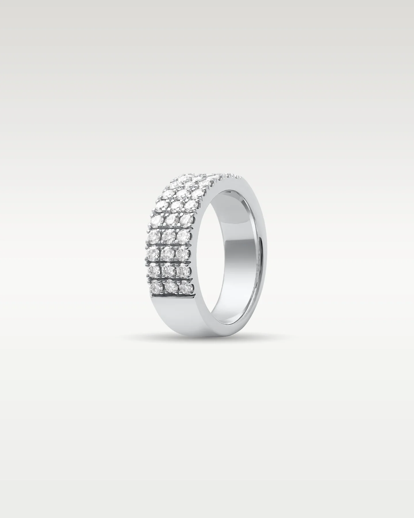 14k White Gold Three Row Diamond Ring - Image 3