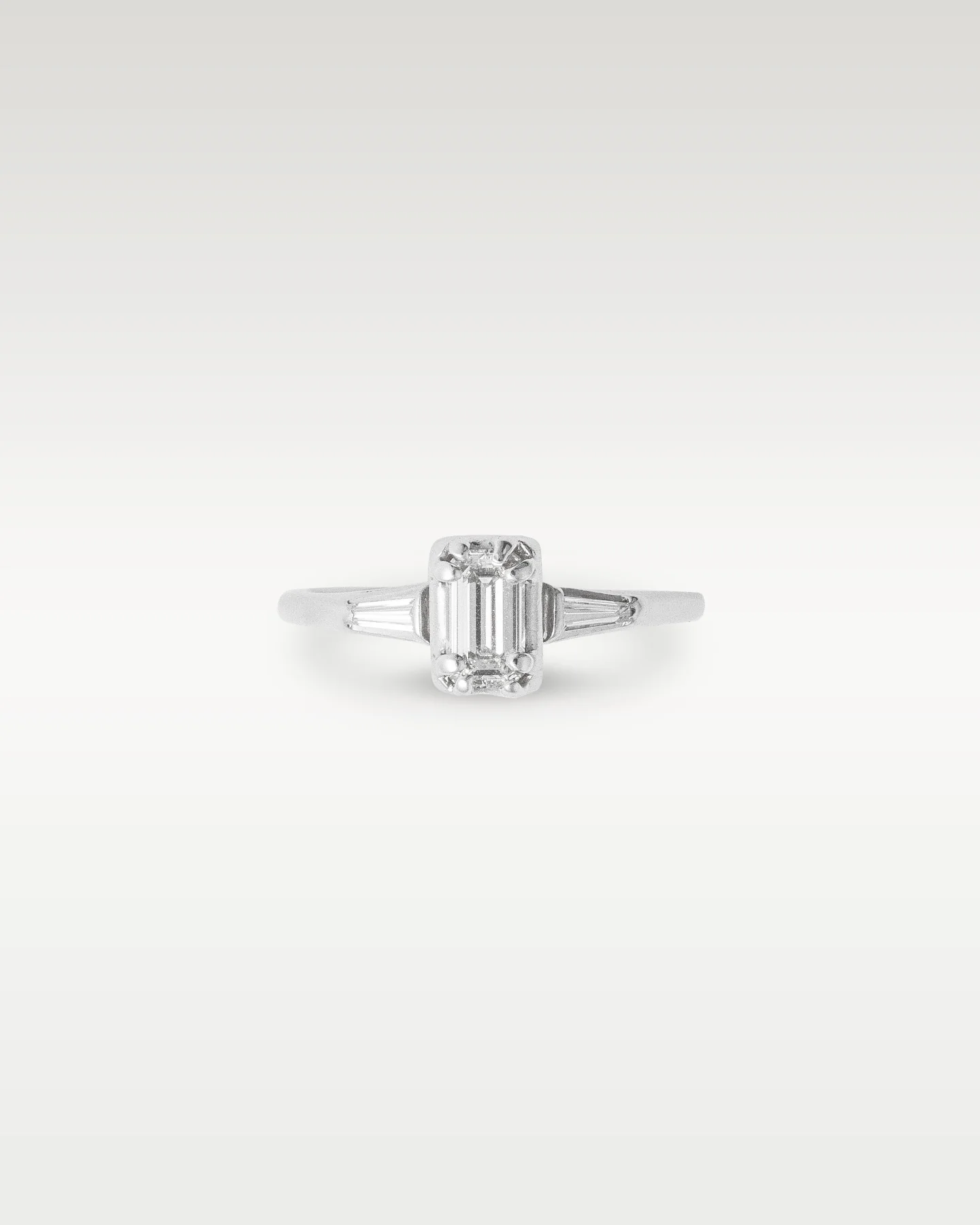 14k White Gold Three Stone Diamond Engagement Ring - Image 3