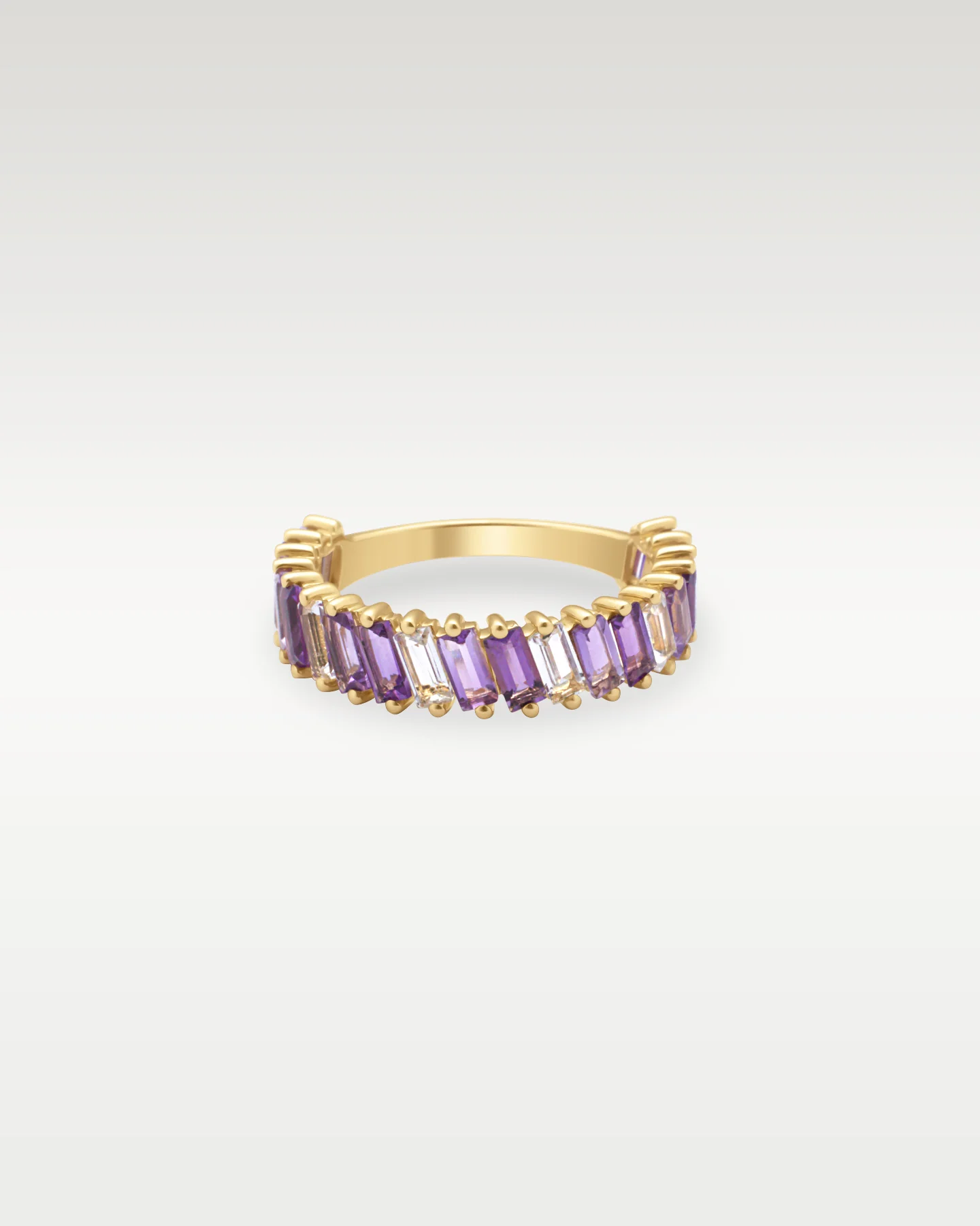 14k Yellow Gold Amethyst and White Topaz Ring - Image 3