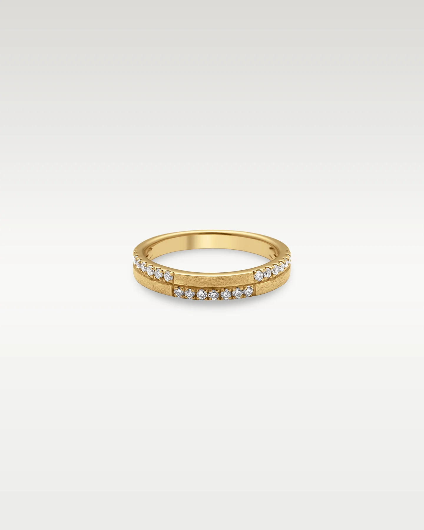 14k Yellow Gold Double Row Diamond Band - Image 3
