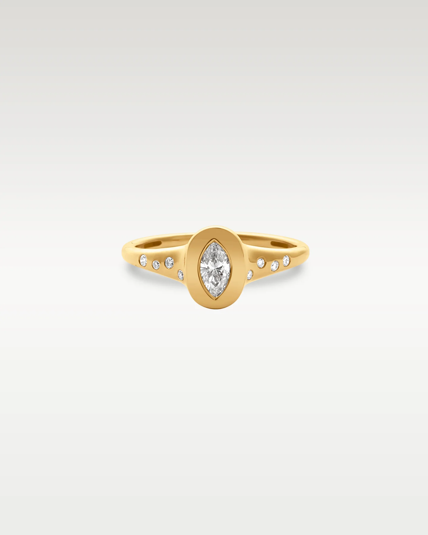 14k Yellow Gold Marquise Diamond Signet Ring - Image 2