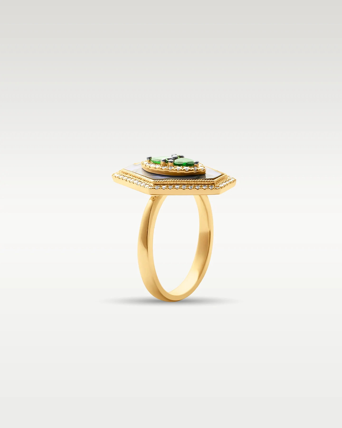 14k Yellow Gold Tsavorite & Diamond Ring - Image 3