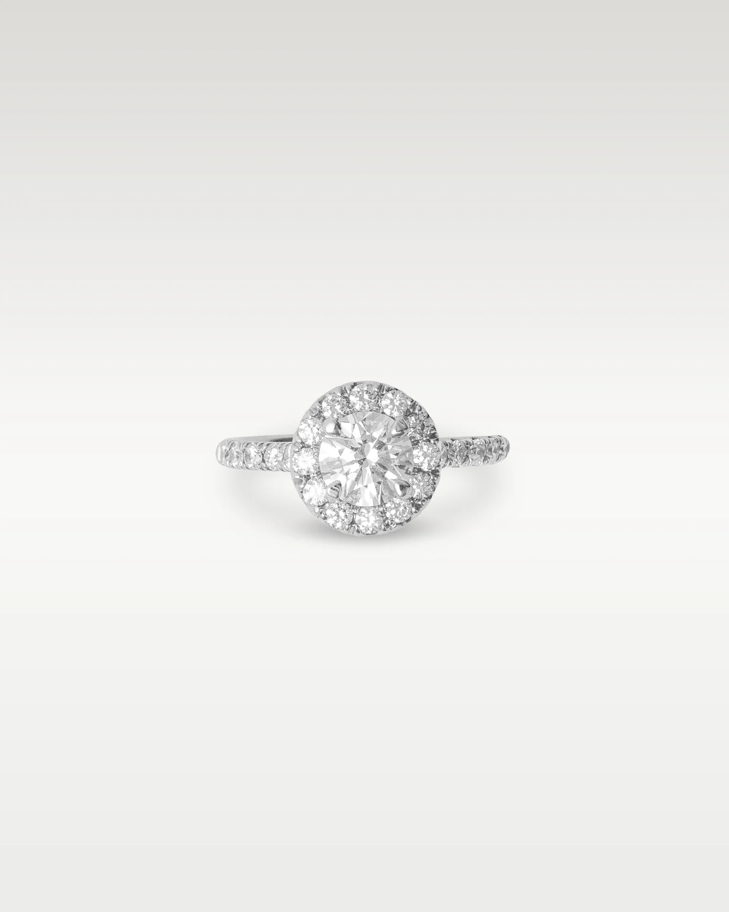 18k White Gold Halo Round Diamond Engagement Ring - Image 3