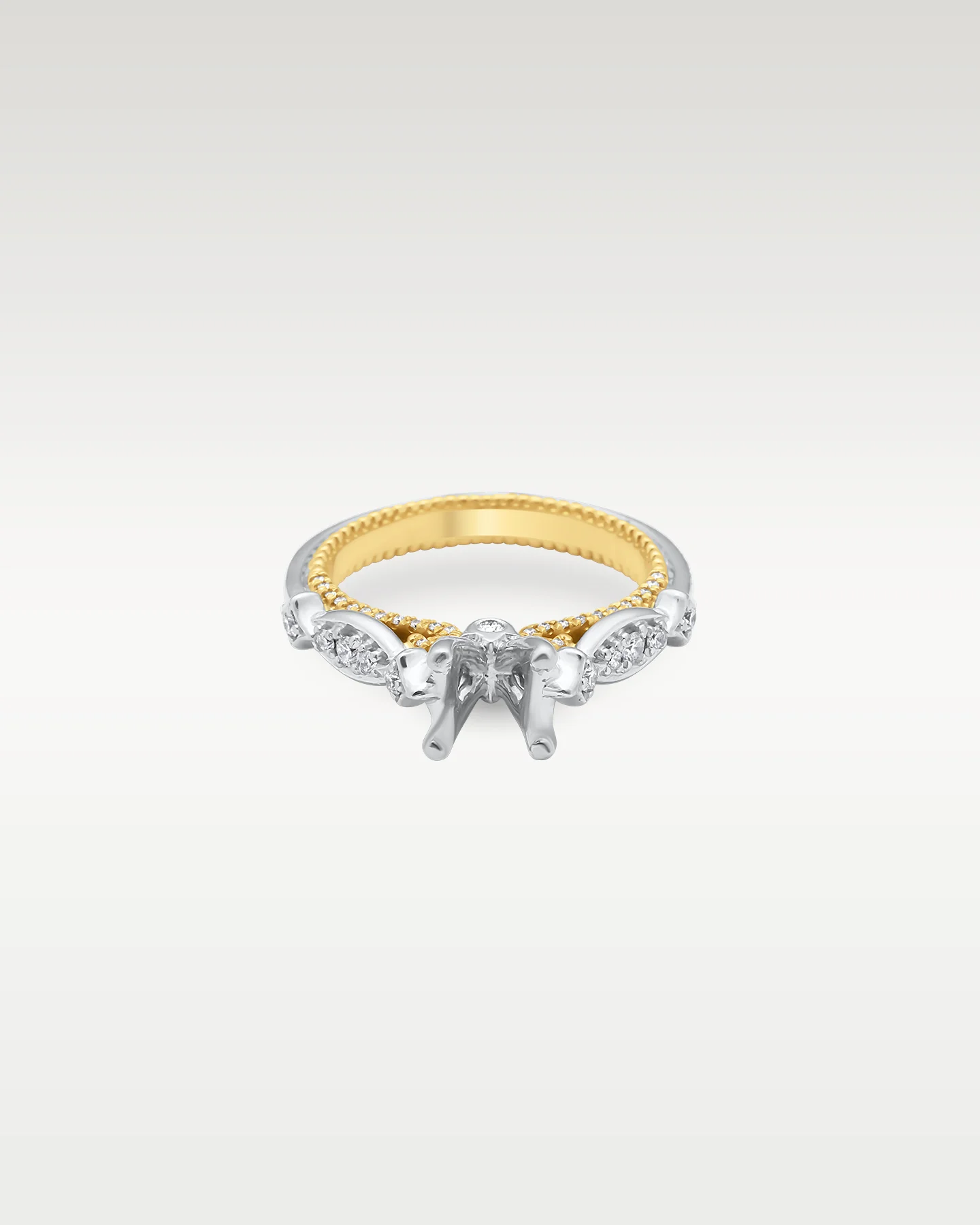 18K White & Rose Gold Diamond Ring Setting - Image 3