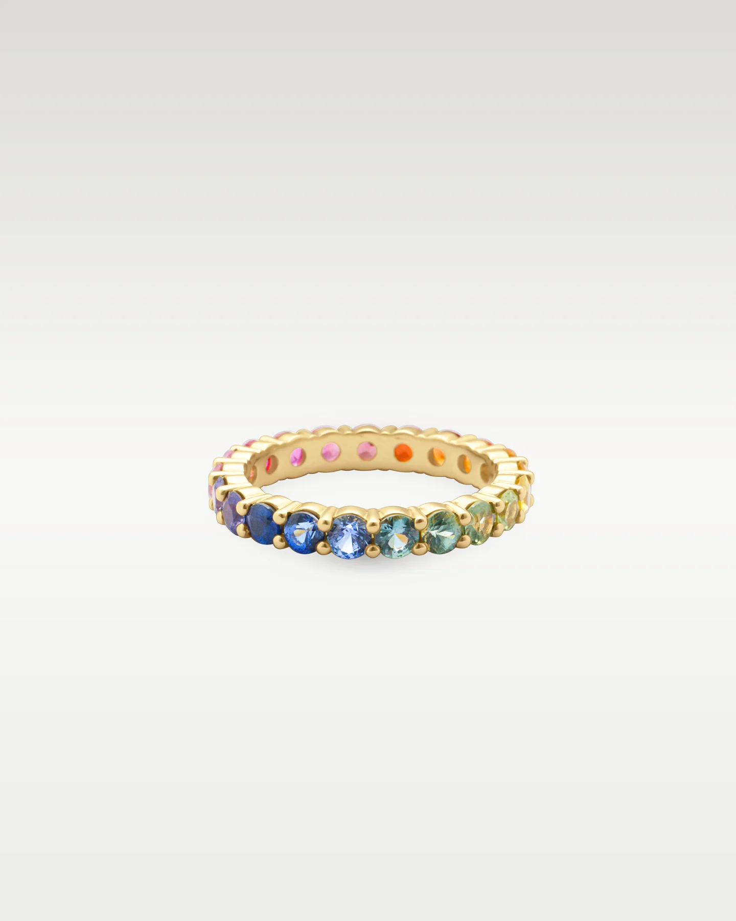 18k Yellow Gold Rainbow Sapphire Ring - Image 3