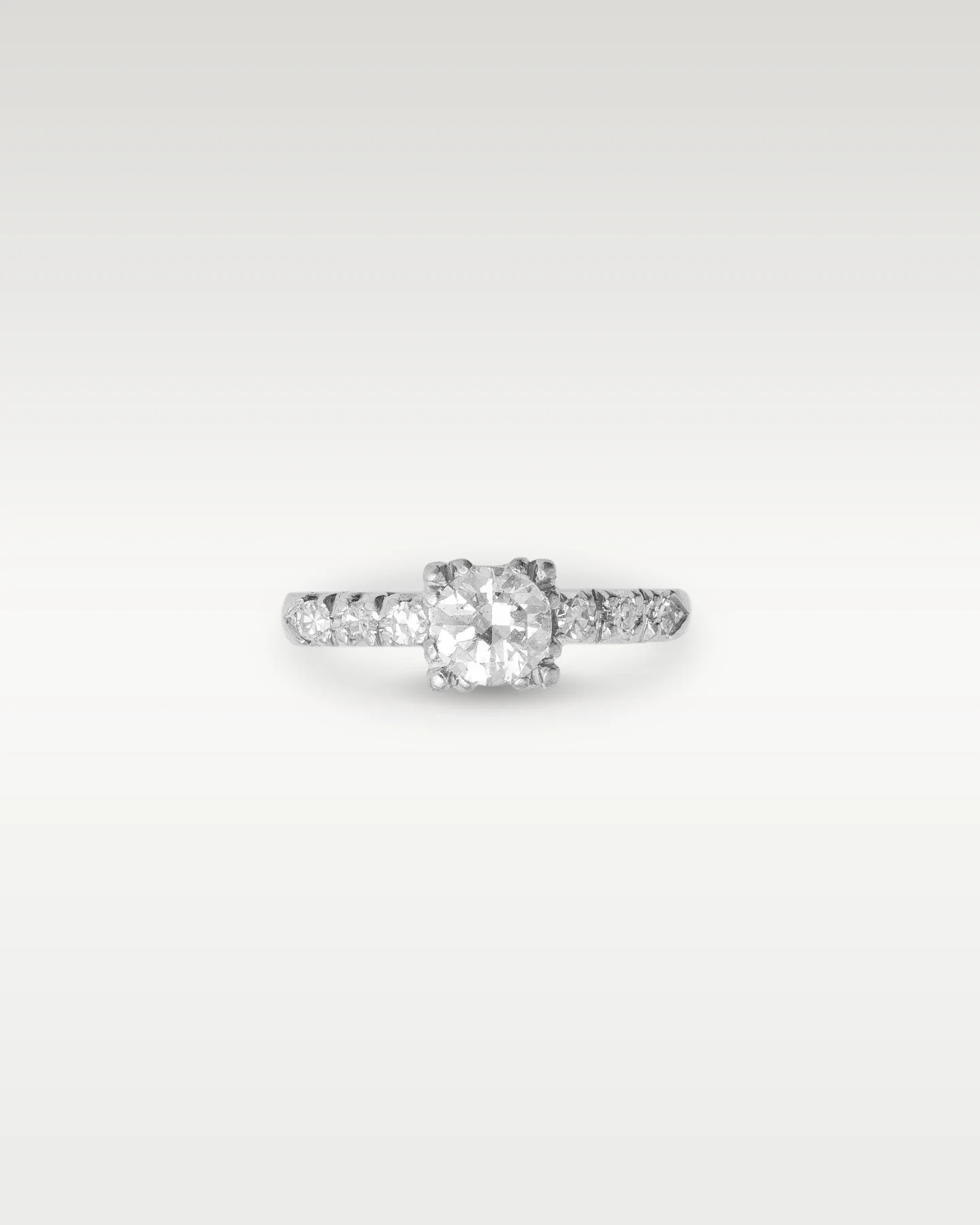 Platinum Mine Cut Diamond Engagement Ring - Image 3