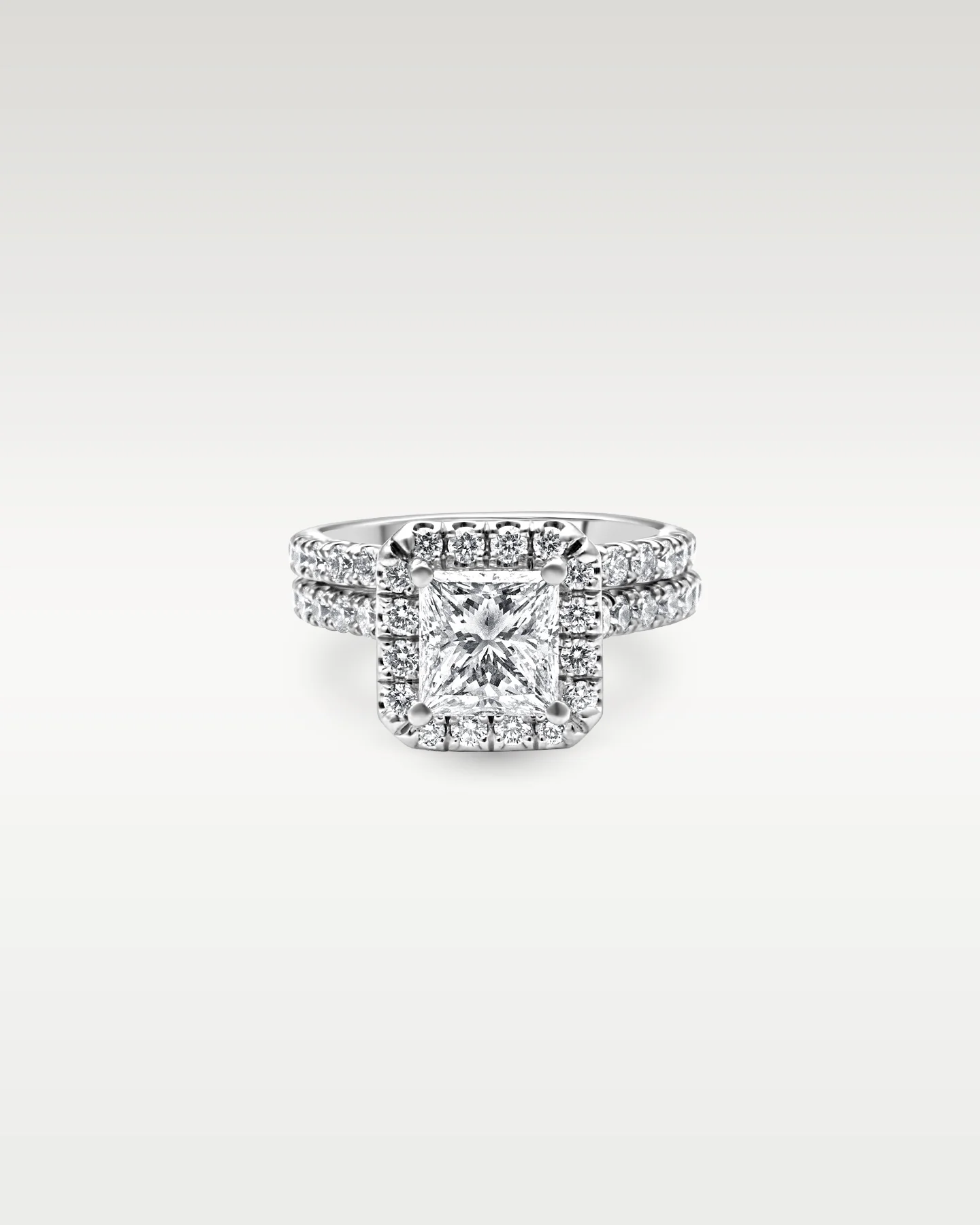 Platinum Princess Cut Diamond Bridal Set - Image 3