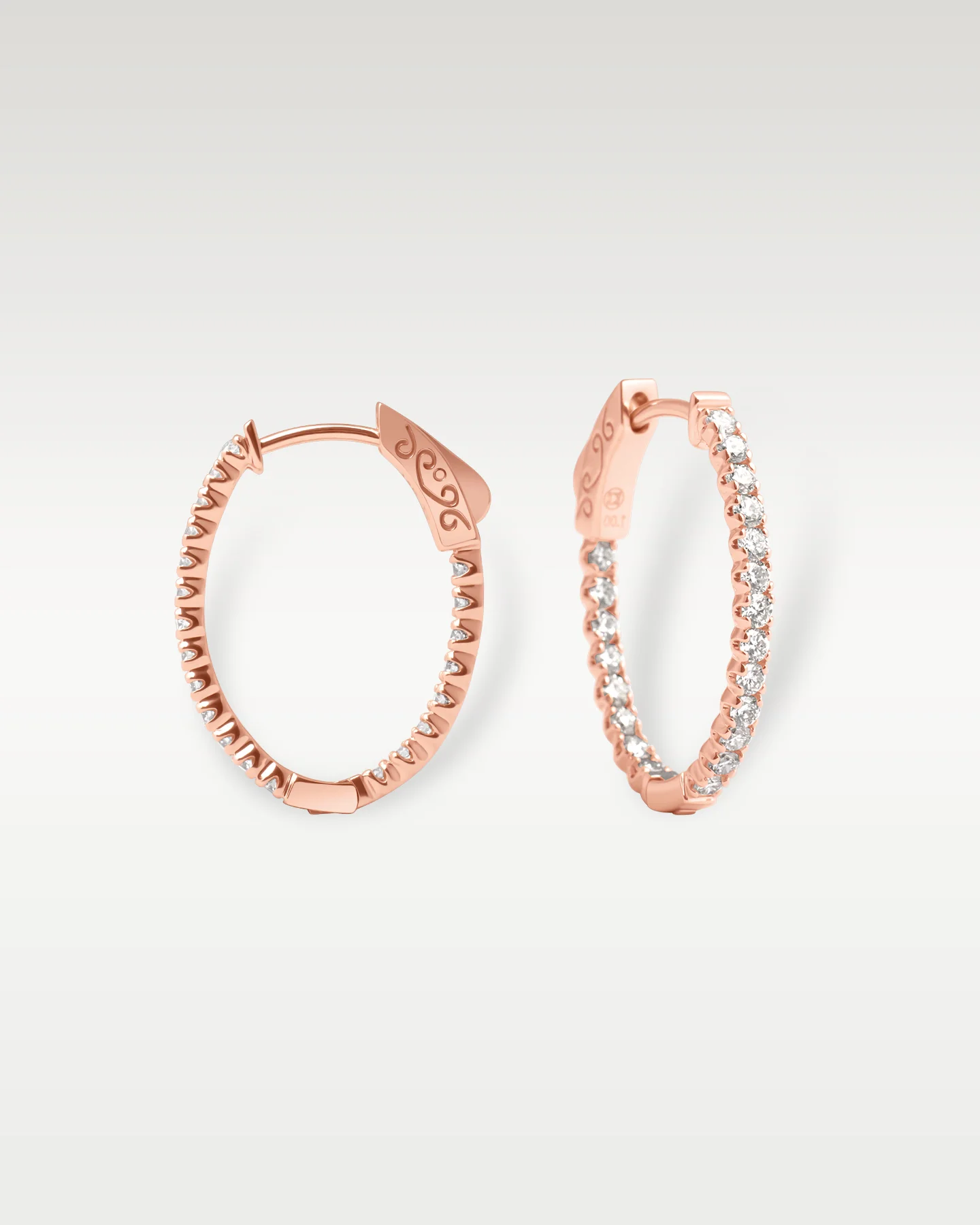 Rose Gold Diamond Hoop Earrings - Image 3