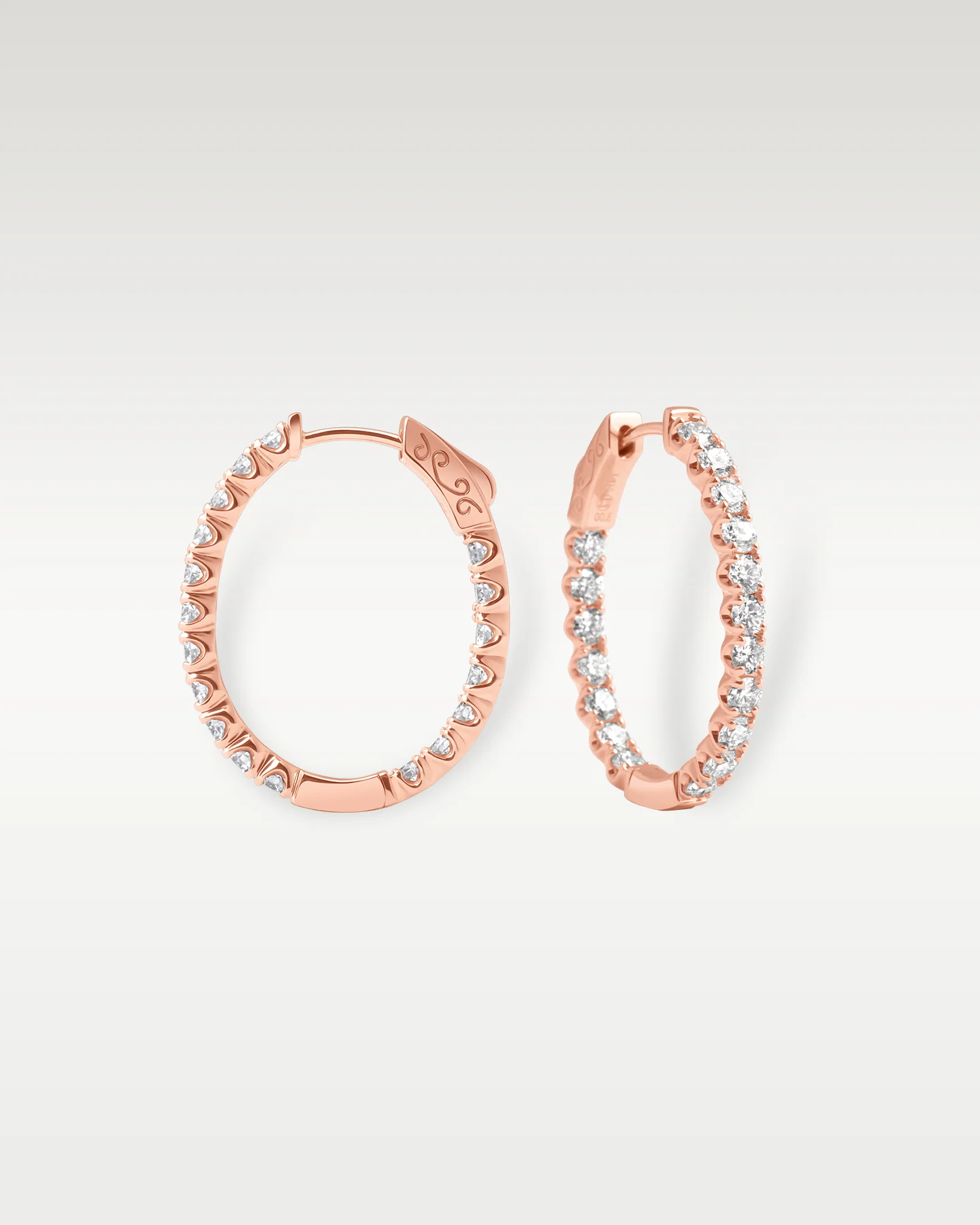 Rose Gold Diamond Pavé Hoop Earrings - Image 3
