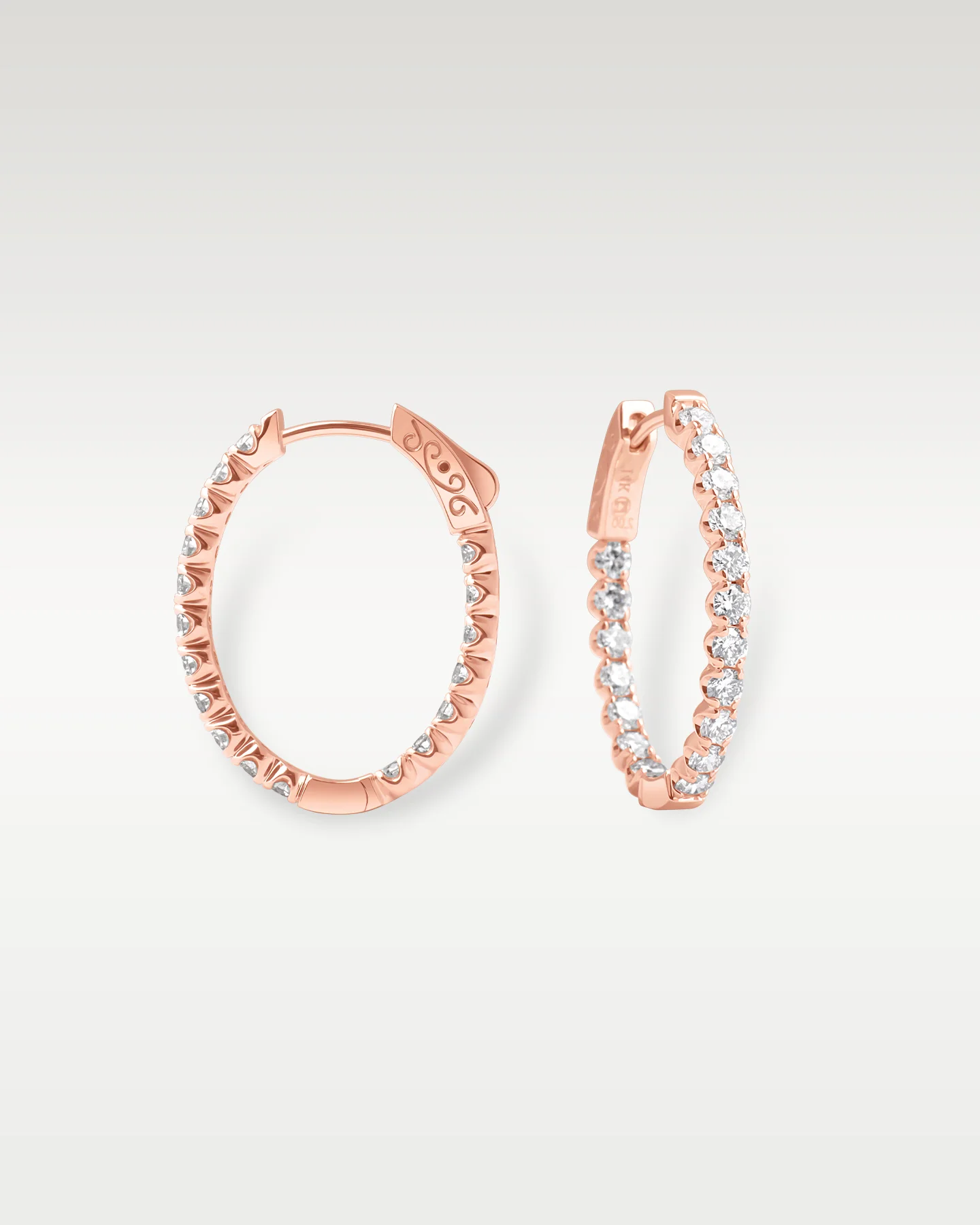 Rose Gold Inside Out Diamond Hoop Earrings - Image 3