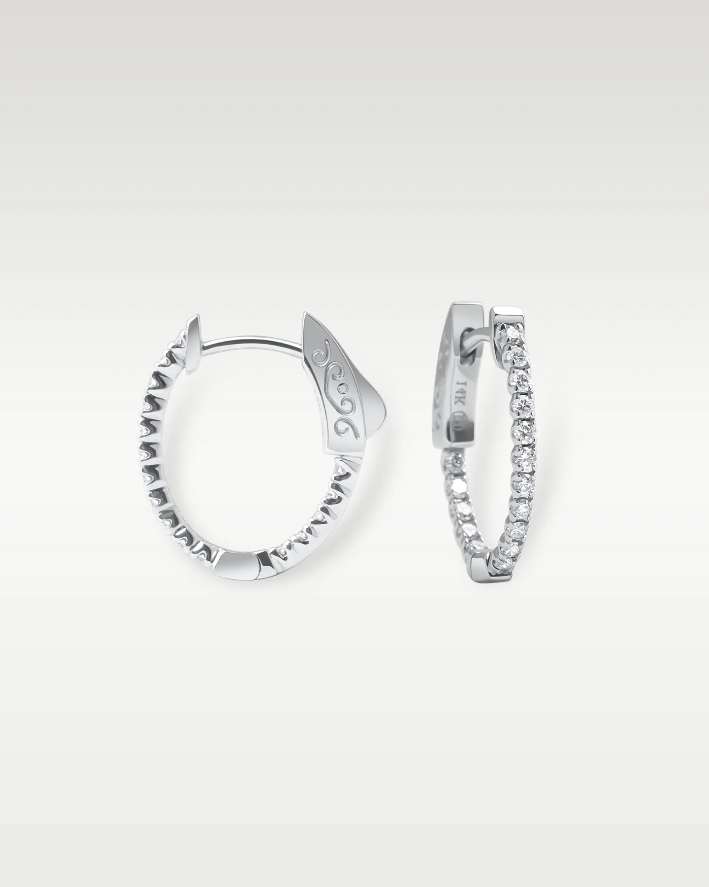 White Gold Diamond Hoop Earrings - Image 3