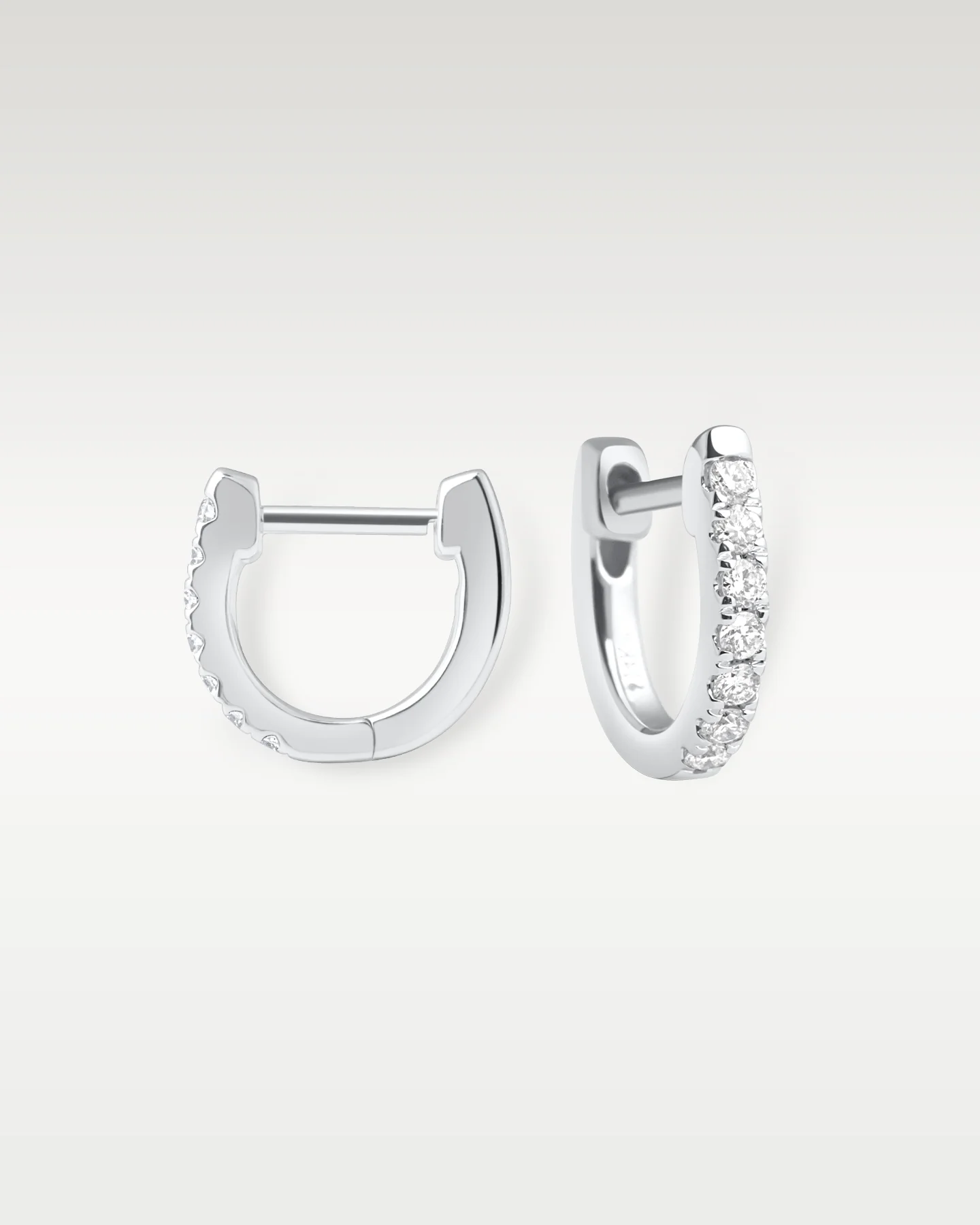 White Gold Diamond Huggie Hoops - Image 3