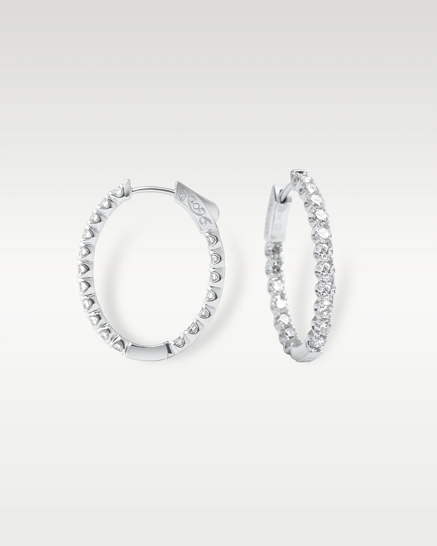 White Gold Inside Out Pavé Diamond Hoop Earrings - Image 3
