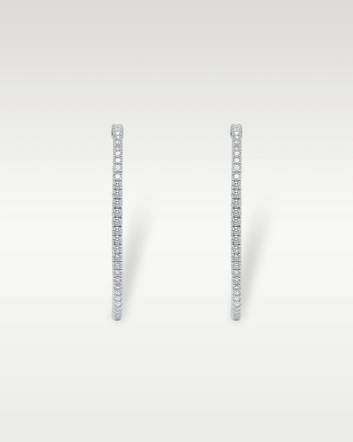 White Gold Large Diamond Hoop Earrings