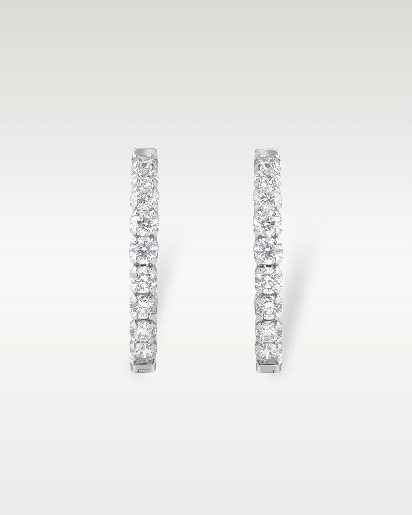 White Gold Pavé Diamond Hoop Earrings