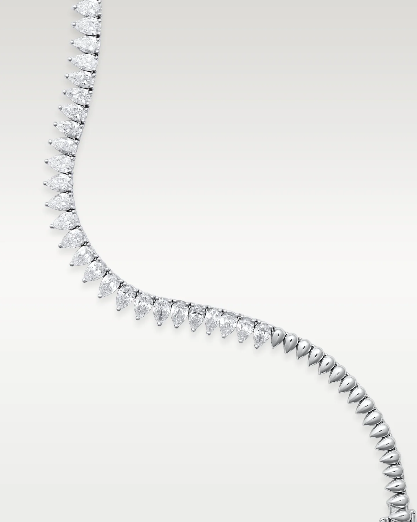 White Gold Pear Diamond Tennis Necklace - Image 2