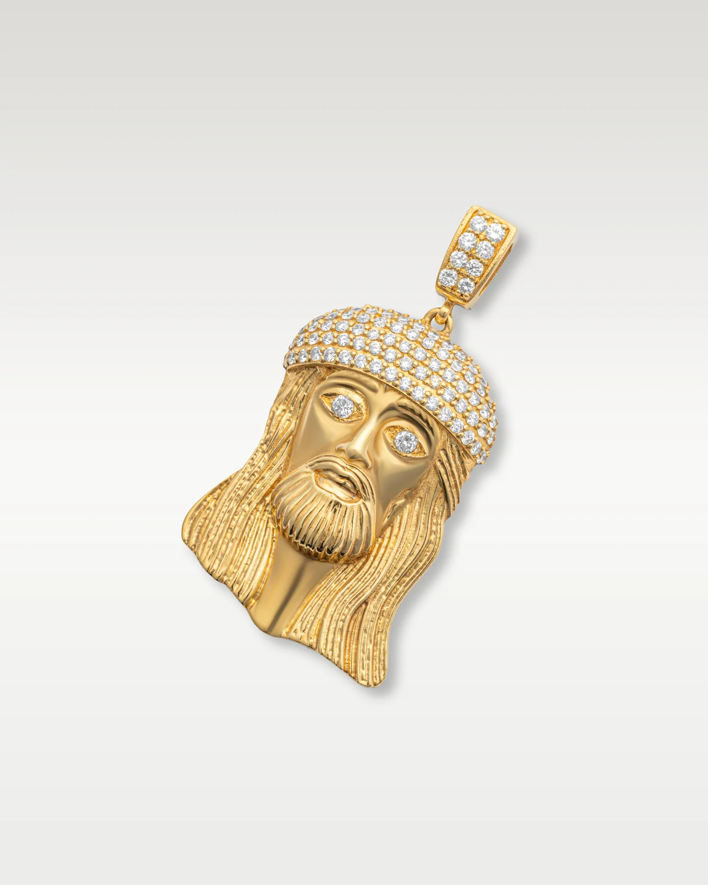 Yellow Gold Diamond Jesus Pendant - Image 3