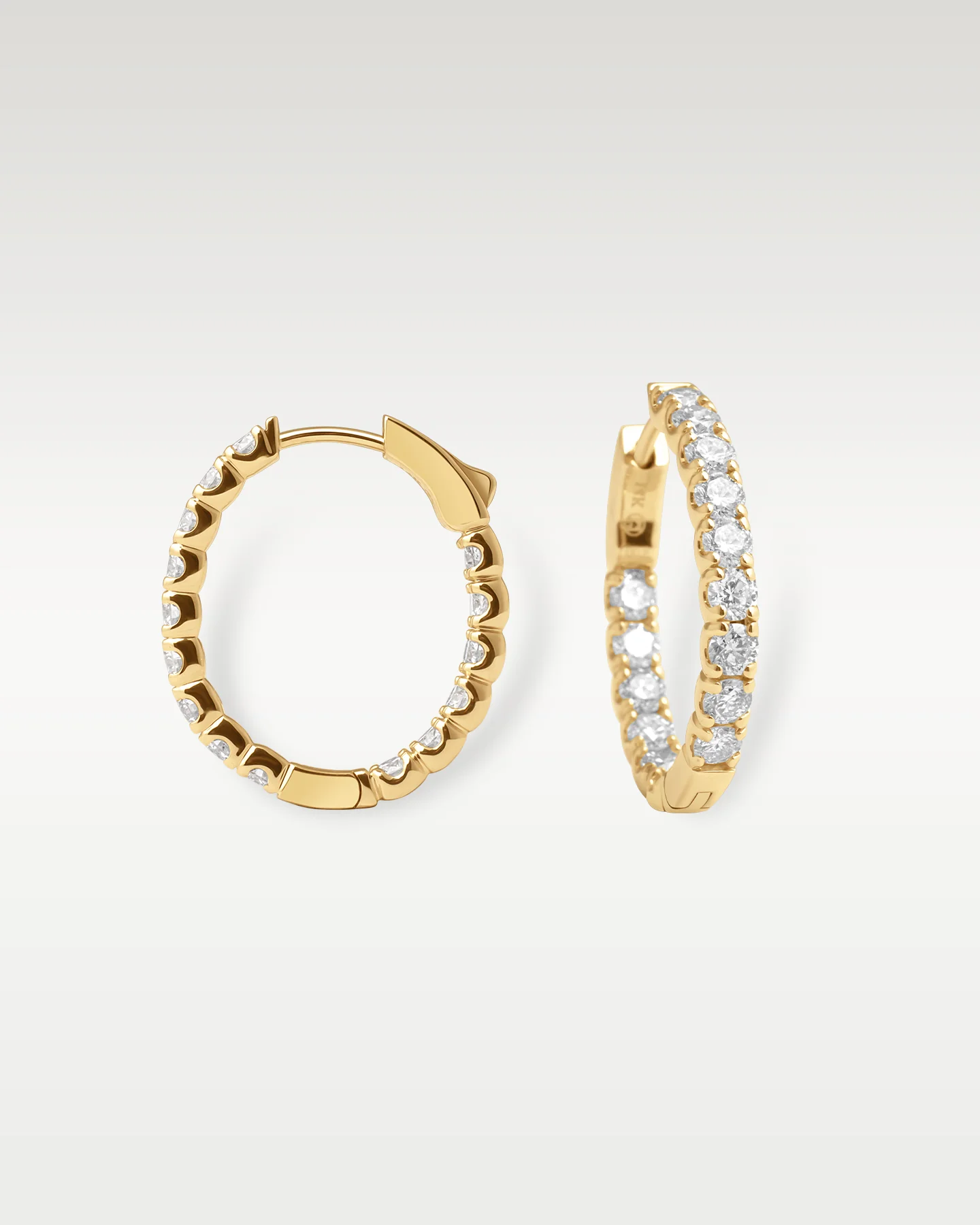 Yellow Gold Diamond Pavé Hoop Earrings - Image 3