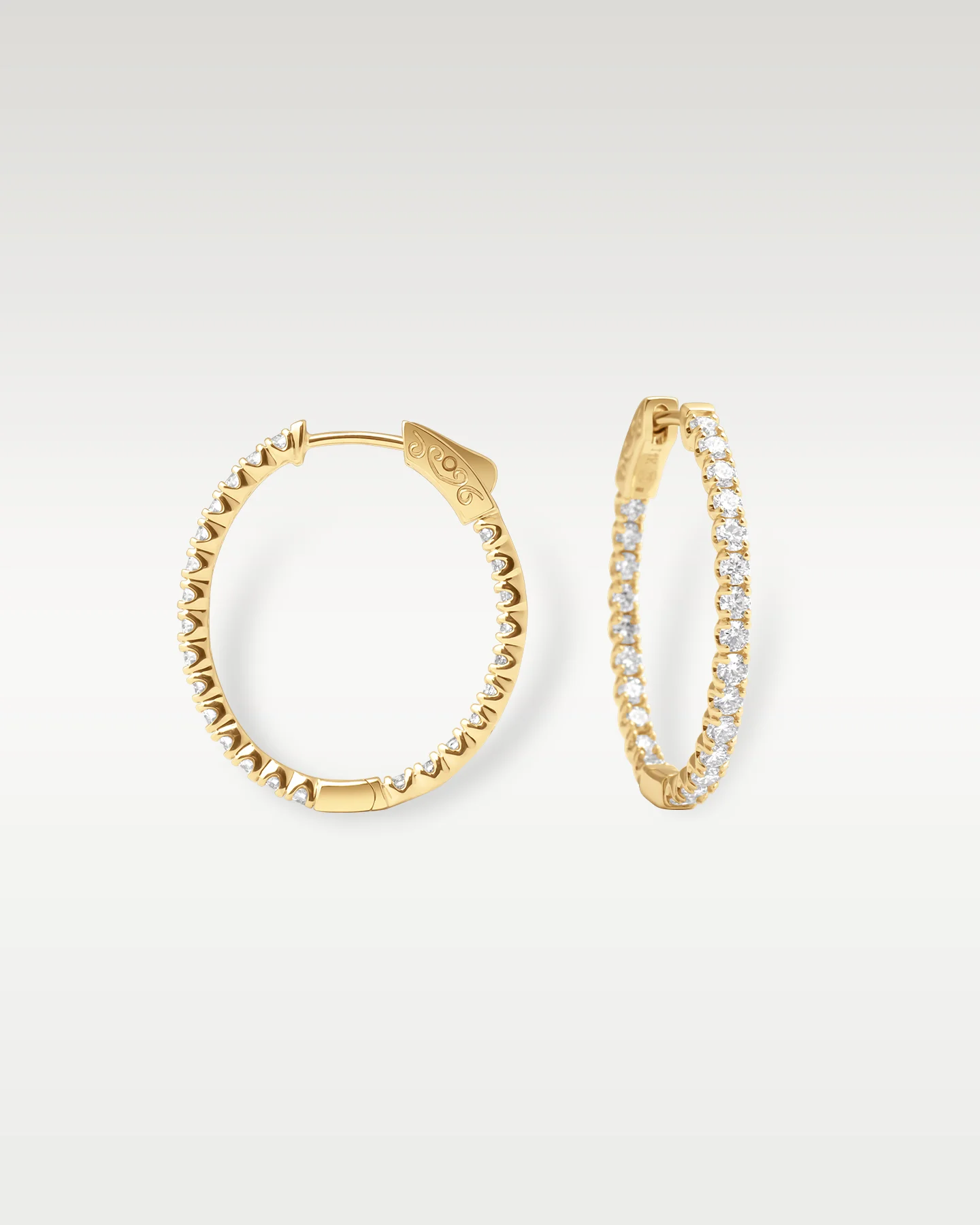 Yellow Gold Inside Out Diamond Hoop Earrings - Image 3