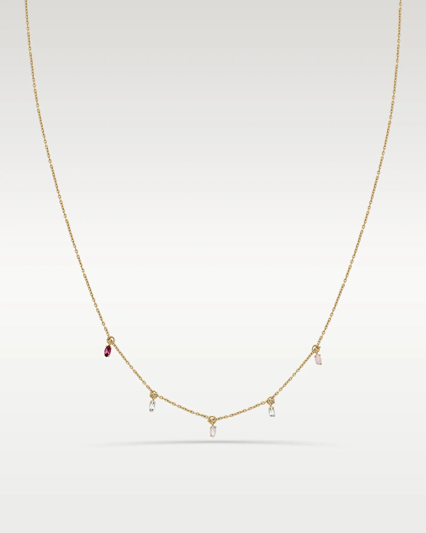 Yellow Gold Marquise Gemstone Station Necklace