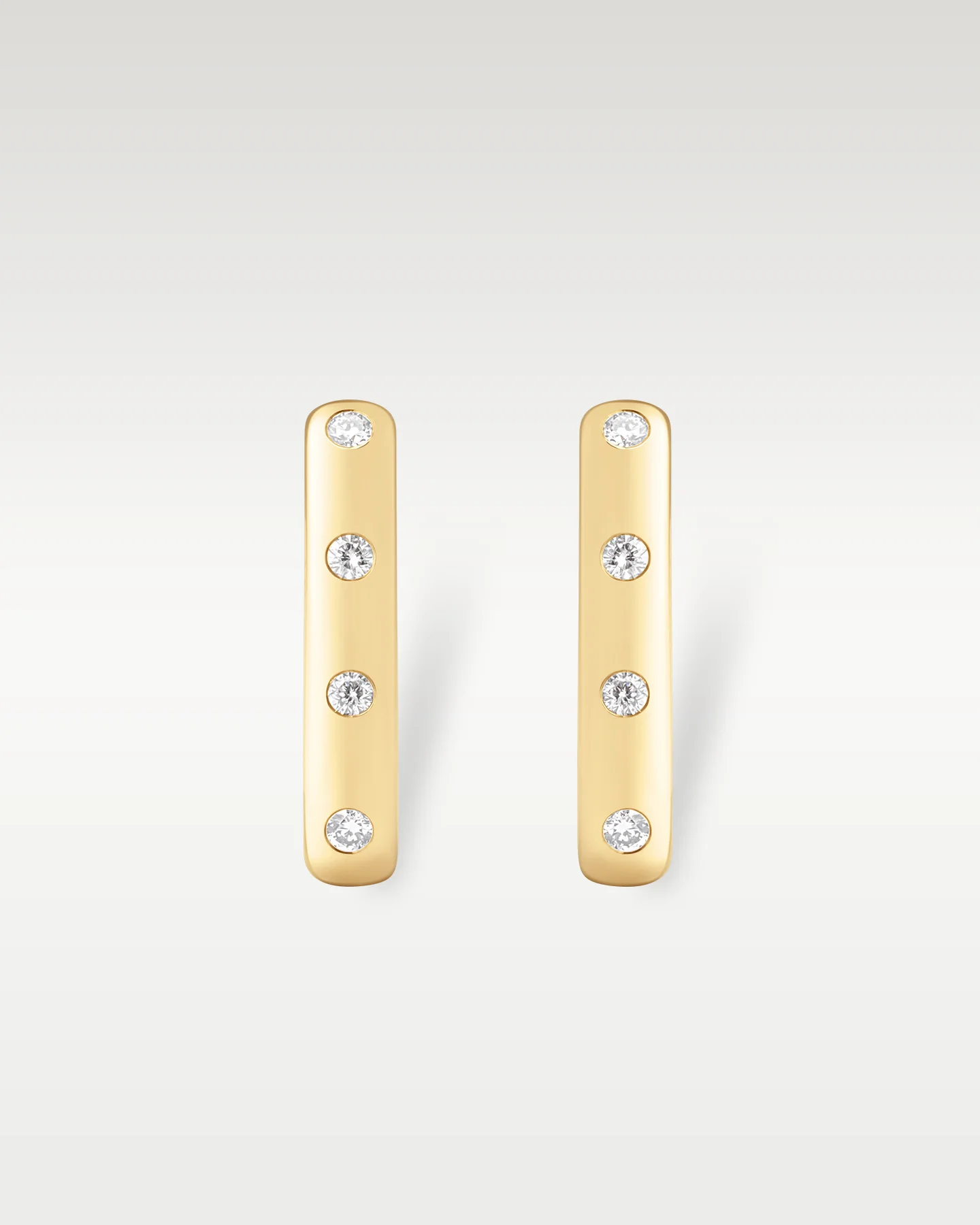 Yellow Gold Square Diamond Hoop Earrings
