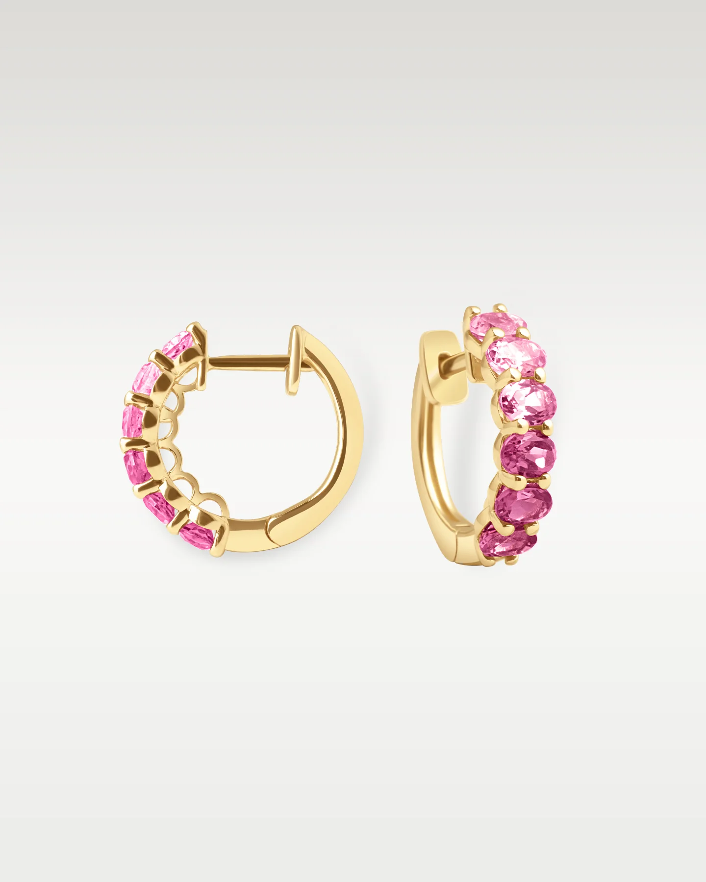 Yellow Gold Tourmaline Huggie Hoops - Image 3